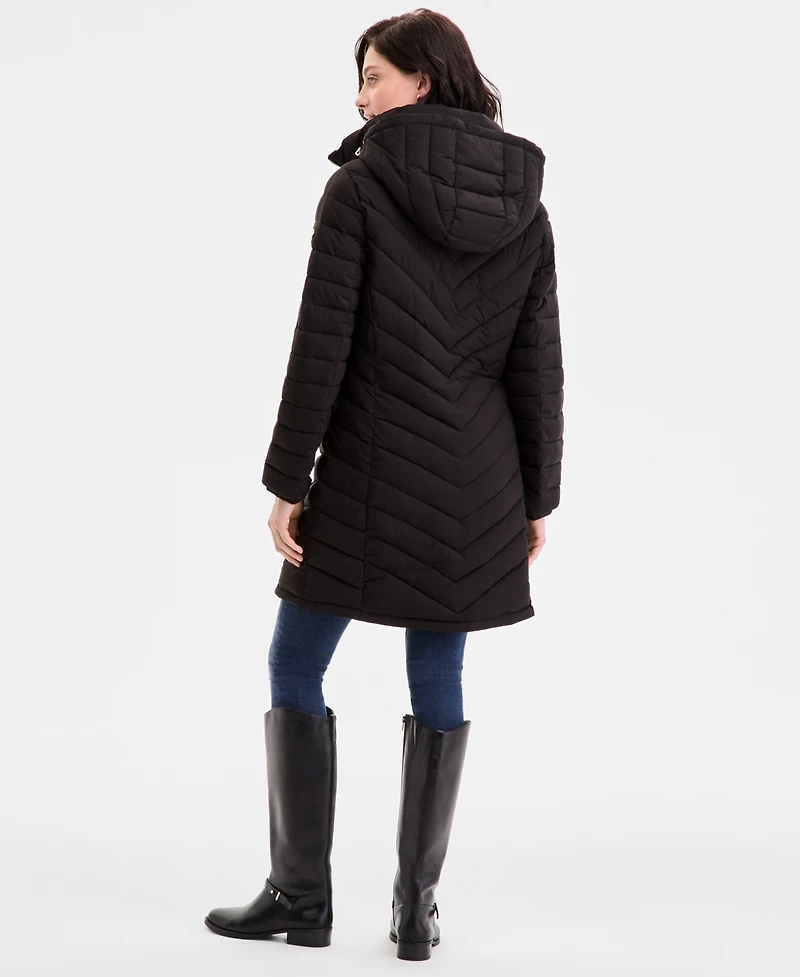 Michael Kors Petite Hooded Bibbed Puffer Coat