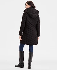 Michael Kors Petite Hooded Bibbed Puffer Coat