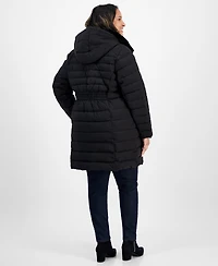 Michael Kors Plus Faux-Fur-Trim Hooded Puffer Coat