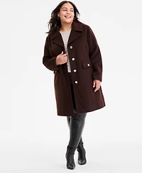 Michael Kors Plus Collared Button-Front Coat, Exclusively at Macy's