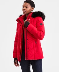 Michael Kors Women's Faux-Fur-Trim Hooded Puffer Coat, Exclusively at Macy's