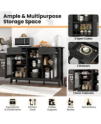 2-Drawer Sideboard Buffet Cabinet – 4 Adjustable Shelves for Storage Dining Room, Kitchen, or Living Room