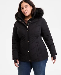 Michael Kors Plus Faux-Fur-Trim Hooded Puffer Coat, Exclusively at Macy's
