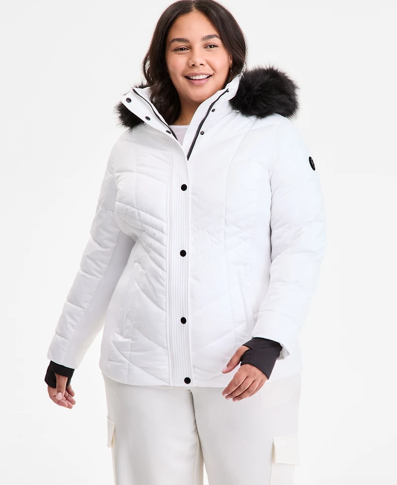 Michael Kors Plus Faux-Fur-Trim Hooded Puffer Coat, Exclusively at Macy's