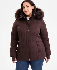Michael Michael Kors Plus Size Faux-Fur-Trim Hooded Puffer Coat, Exclusively at Macy's