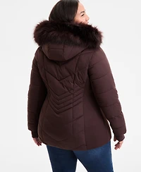 Michael Michael Kors Plus Size Faux-Fur-Trim Hooded Puffer Coat, Exclusively at Macy's