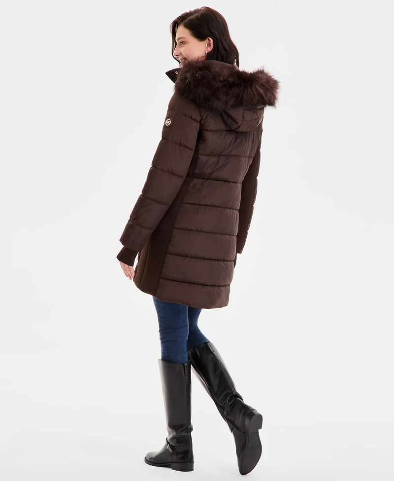 Michael Kors Women's Faux-Fur-Trim Hooded Puffer Coat, Exclusively at Macy's