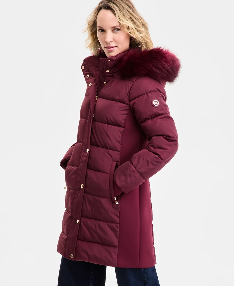 Michael Kors Women's Faux-Fur-Trim Hooded Puffer Coat, Exclusively at Macy's