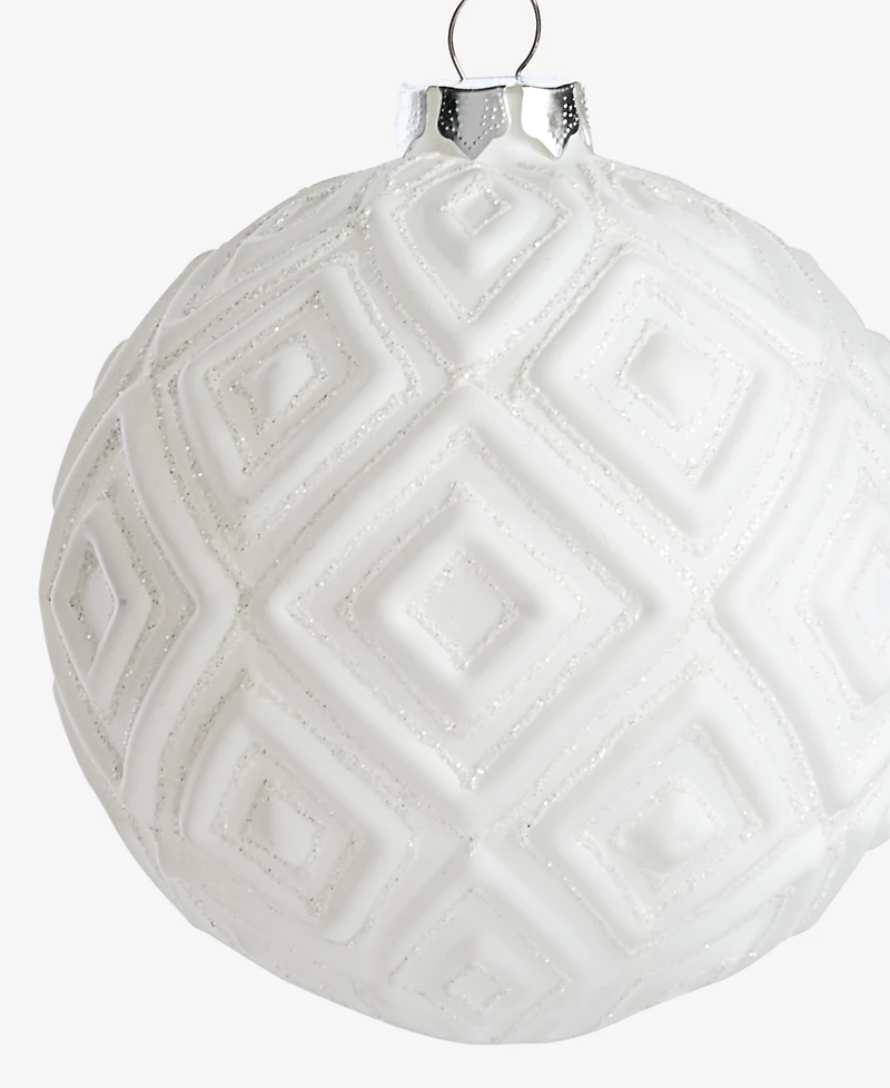 Holiday Lane Nordic Wonderland Glass White Ball Ornament, Macy's Exclusive