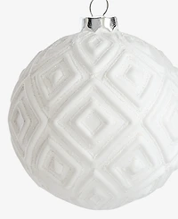 Holiday Lane Nordic Wonderland Glass White Ball Ornament, Macy's Exclusive