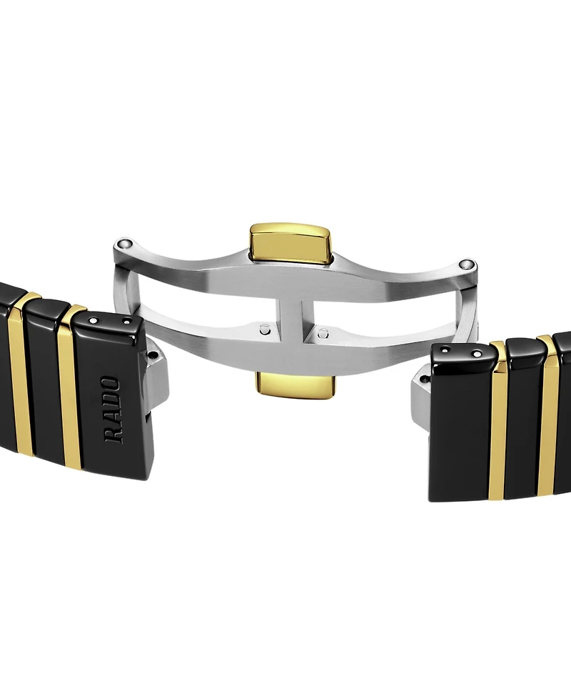 Rado Unisex Swiss Automatic Anatom Gold Pvd Stainless Steel & Black Ceramic Bracelet Watch 33mm