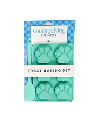 Country Living 3-Piece Silicone Baking Kit – Includes 2 Baking Trays (6-Cavity Paw Print Mold) & Spatula – for Dog Treats