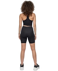 Dkny Sport Women's Rhinestone-Logo Pocket Bike Shorts