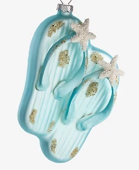 Holiday Lane Seaside Glass Glittered Flip-Flops Ornament, Macy's Exclusive