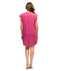 24seven Comfort Apparel Women's V Neck Cap Sleeve Knee Length Pocket Dress