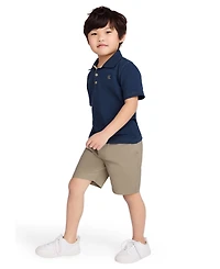 Calvin Klein Toddler and Little Boys Slub Pique Polo Shirt Twill Shorts, 2-Piece Set