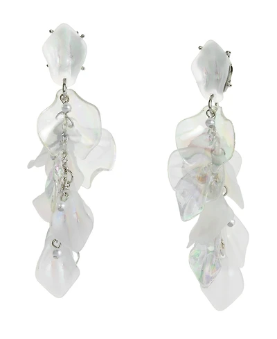 Betsey Johnson Ivory Garden Glam Flower Petal Dangle Earrings