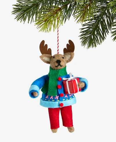 Holiday Lane Tiny Tidings Gift-Bearing Moose Ornament, Macy's Exclusive