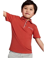Calvin Klein Toddler and Little Boys Slub Jersey Polo Shirt Twill Shorts, 2-Piece Set