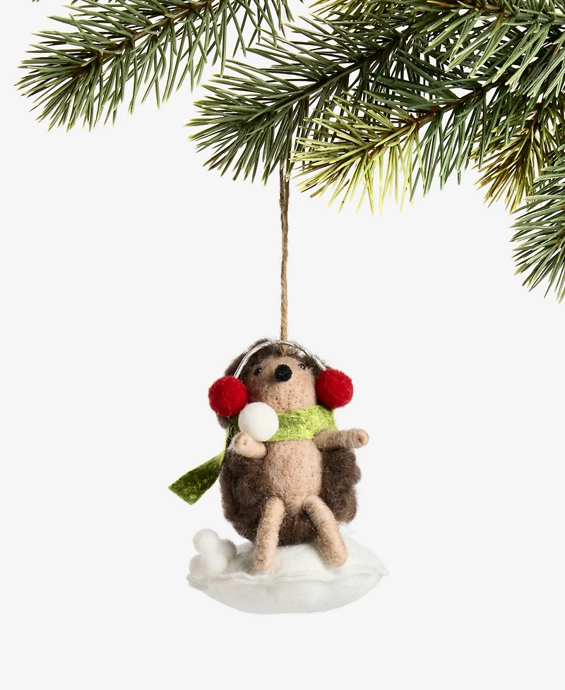 Holiday Lane Tiny Tidings Wool Hedgehog Ornament, Macy's Exclusive
