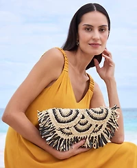 Patricia Nash Loulia Medium Straw Clutch Crossbody Bag