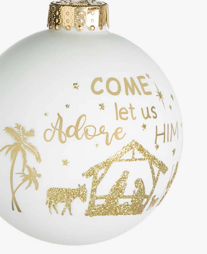 Holiday Lane Blessed White And Gold Nativity Ball Ornament, Macy's Exclusive