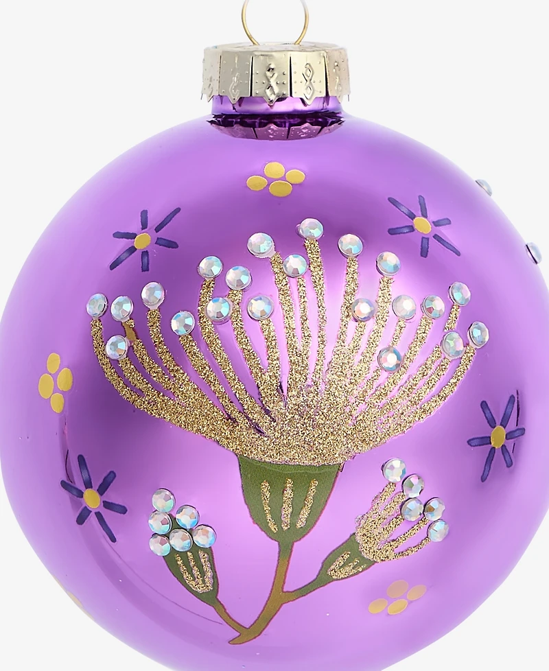 Holiday Lane Enchanted Forest Pink Floral Ball Ornament, Macy's Exclusive