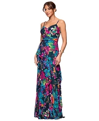 Xscape Women's Floral-Print Sweetheart-Neck Gown