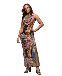 24seven Comfort Apparel Women's Sleeveless Side Slit Maxi Dress