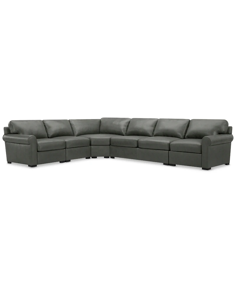 Radley Roll Arm 152" 5-Pc. Leather Wedge Corner L Sectional, Exclusively at Macy's