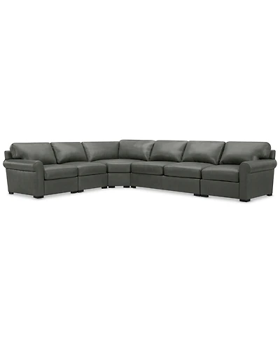 Radley Roll Arm 152" 5-Pc. Leather Wedge Corner L Sectional, Exclusively at Macy's
