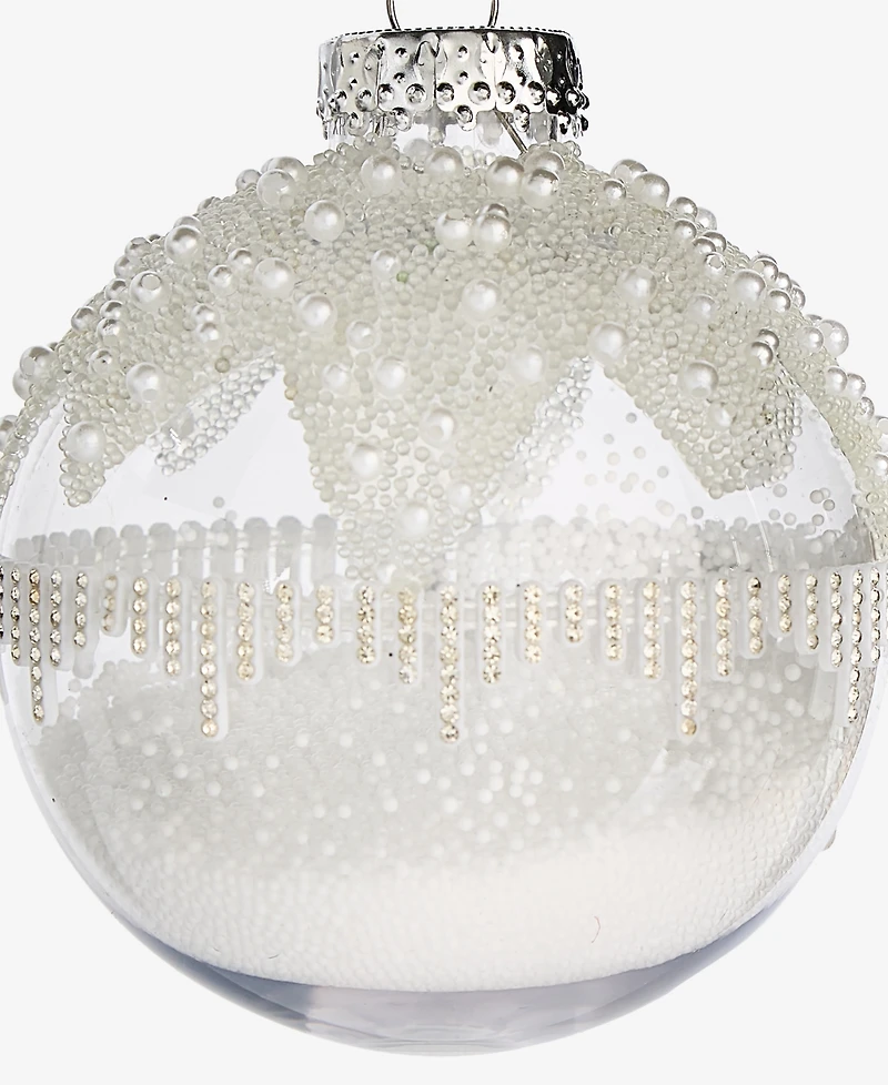 Holiday Lane Iced Delight Silver Ball Ornament, Macy's Exclusive