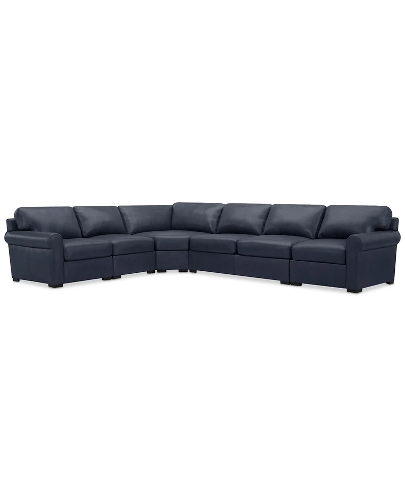 Radley Roll Arm 152" 5-Pc. Leather Wedge Corner L Sectional, Exclusively at Macy's