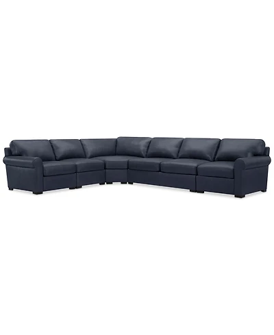 Radley Roll Arm 152" 5-Pc. Leather Wedge Corner L Sectional, Exclusively at Macy's