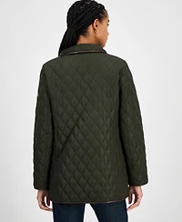Michael Kors Women's Faux-Leather-Trim Quilted Coat, Exclusively at Macy's