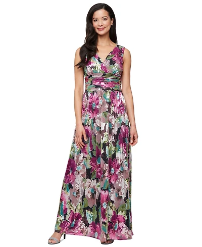Sl Fashions Petite Foil Printed Surplice Dress