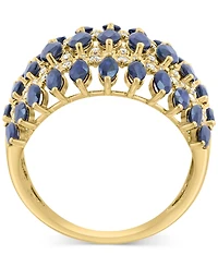 Effy Sapphire (3-5/8 ct. t.w.) & Diamond (5/8 ct. t.w.) Crown Inspired Statement Ring in 14k Gold