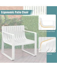 Patio Chairs Set of 4 Weather-resistant Plastic Outdoor Armchairs