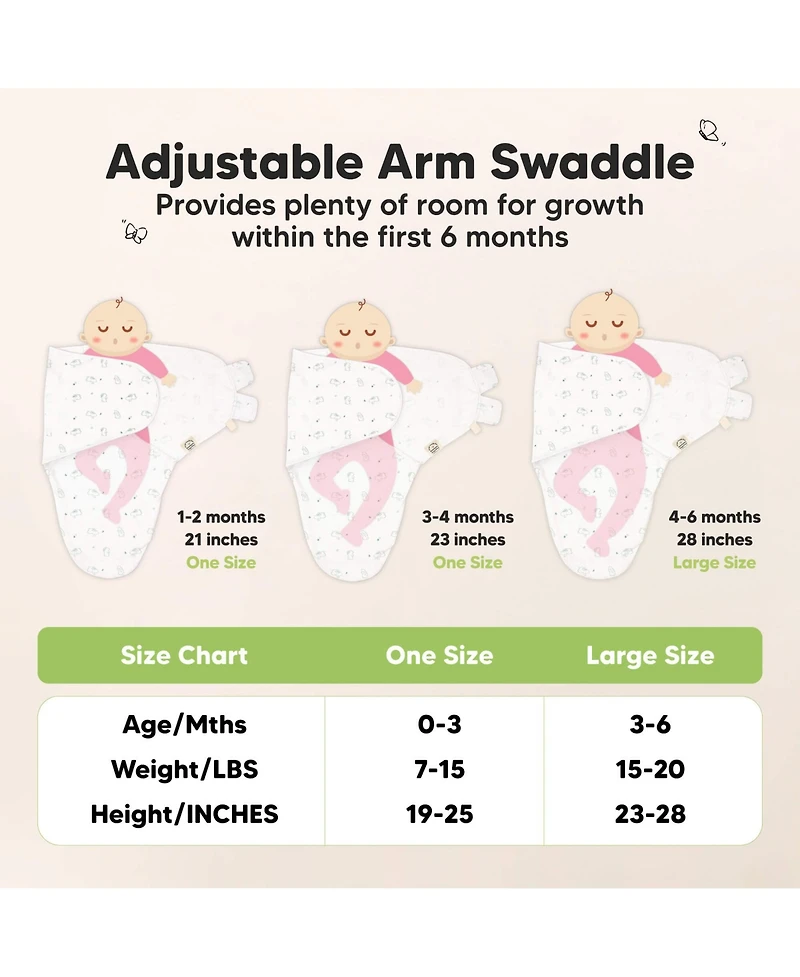3pk Organic Swaddle Sleep Sacks with Knot Hats, Newborn 0-3 Months