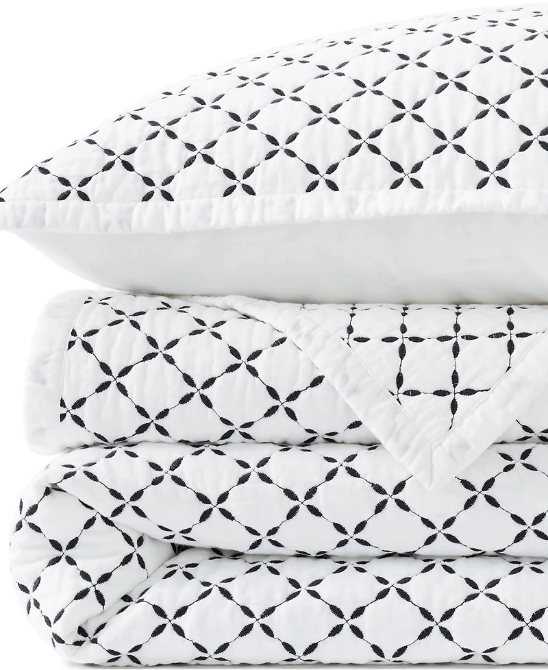 Lands' End Embroidered Diamond Double Voile Quilt