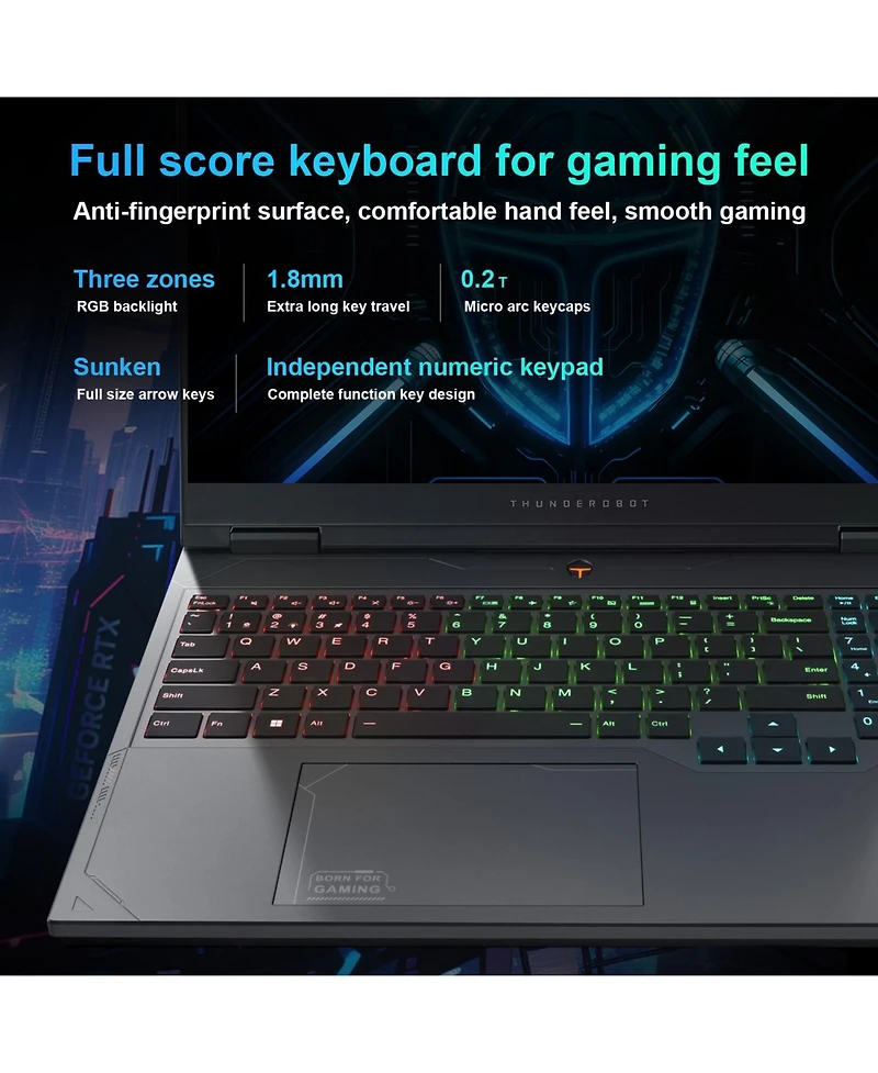 Thunderobot Radiant 16 4060 2.5K Gaming Laptop, 16" Wqxga 240Hz Display, 14th Gen Intel i7-14650HX, GeForce Rtx 4060, 32GB DDR5 Ram, 1TB PCIe Ssd, Rgb
