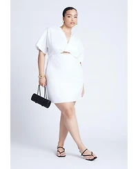 Eloquii Women's Poplin Twist Mini Dress