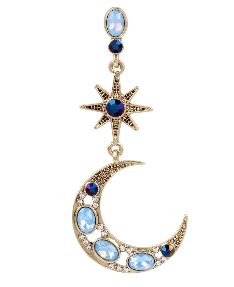 Betsey Johnson Faux Stone Celestial Mismatch Drop Earrings