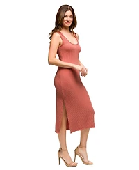 24seven Comfort Apparel Women's Fitted Sleeveless Side Slit Dress
