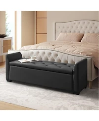Monica 57.75"Wide Tufted Storage Bench with Flared Arms