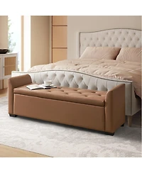 Monica 57.75"Wide Tufted Storage Bench with Flared Arms