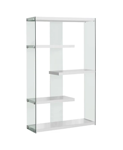 59" White Glass Four Tier Etagere Bookcase