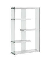 59" White Glass Four Tier Etagere Bookcase