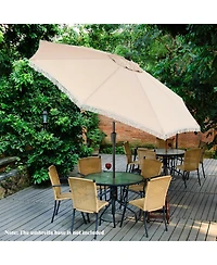 Gymax 9 Ft Patio Umbrella 2-Tier Market Table w/ Crank Handle Push Button Tilt