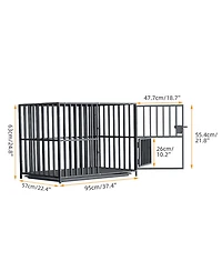 Bingopaw Stackable Heavy-Duty Dog Cage With Casters and Tray